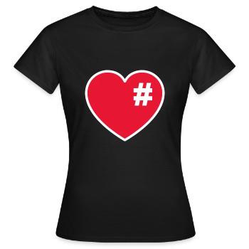 Cœur avec hashtag losange - T-shirt Femme - noir - Devant - AI Model Female 172 dark (172cm)