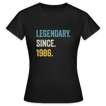 38. Geburtstag 38 Jahre Legendary Since 1986 - Frauen T-Shirt - Schwarz - Vorne - AI Model Female 172 dark (172cm)