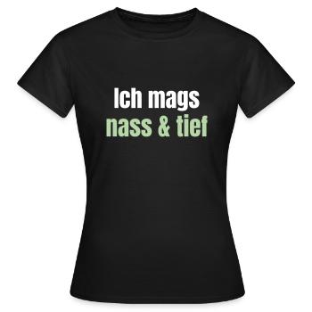 Als Angler mags ich es nass und tief. - Frauen T-Shirt - Schwarz - Vorne - AI Model Female 172 dark (172cm)
