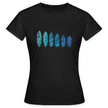 Surfbretter Kritzelei Surfbrett Surfer Surfboard - Frauen T-Shirt - Schwarz - Vorne - AI Model Female 172 dark (172cm)