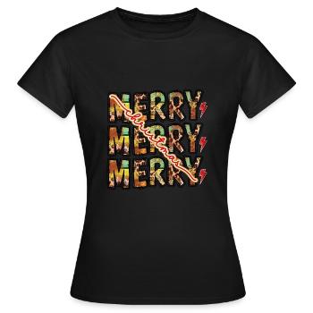 Merry Merry Christmas - Women's T-Shirt - black - Front - AI Model Female 172 dark (172cm)