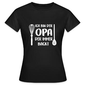 Der Opa der immer backt mit Schneebesen Kochlöffel - Frauen T-Shirt - Schwarz - Vorne - AI Model Female 172 dark (172cm)