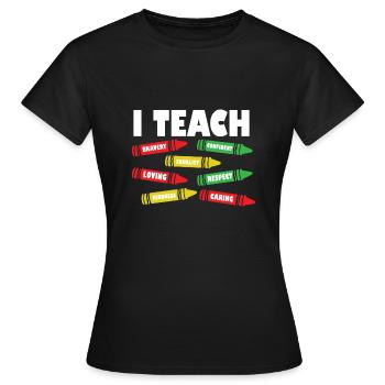 i J’enseigne la bravoure confiante l’égalité de l’enseignant l’avenir - T-shirt Femme - noir - Devant - AI Model Female 172 dark (172cm)