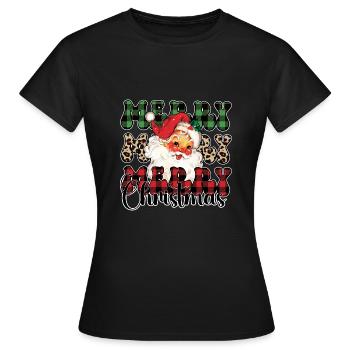 Merry Merry Merry Christmas Xmas Santa - Women's T-Shirt - black - Front - AI Model Female 172 dark (172cm)