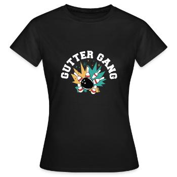 Gutter Gang Funny Bowling Team Club Coach Bowler - Women's T-Shirt - black - Front - AI Model Female 172 dark (172cm)