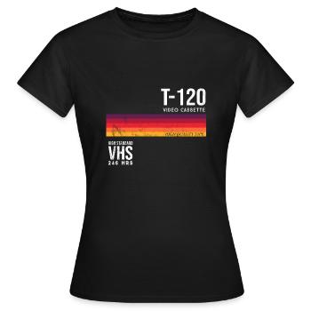 Retro 80s video cassette tape costume - Women's T-Shirt - black - Front - AI Model Female 172 dark (172cm)