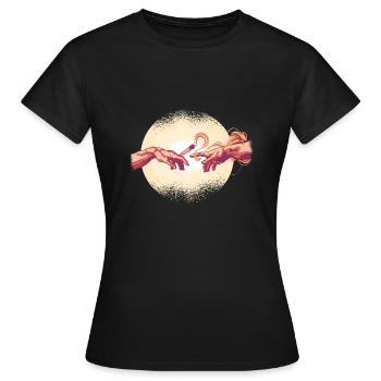 Michelangelo Joint Hemp Smoking 420 Cannabis Adam - T-shirt Femme - noir - Devant - AI Model Female 172 dark (172cm)