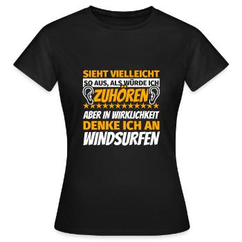 Windsurfen - Frauen T-Shirt - Schwarz - Vorne - AI Model Female 172 dark (172cm)