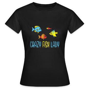Crazy Fish Lady Aquarist Fish Keeper - T-shirt Femme - noir - Devant - AI Model Female 172 dark (172cm)