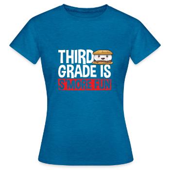S'more Lagerfeuer Marshmallow Camping - Frauen T-Shirt - Antikblaues Saphir meliert - Vorne - AI Model Female 172 dark (172cm)