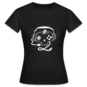 Gaming Gamepad Skull Online Gaming Shirt - Women's T-Shirt - black - Front - AI Model Female 172 dark (172cm)