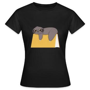 Faultier mit Buch niedlich - Frauen T-Shirt - Schwarz - Vorne - AI Model Female 172 dark (172cm)