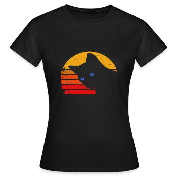 Chat noir aux yeux bleus - T-shirt Femme - noir - Devant - AI Model Female 172 dark (172cm)