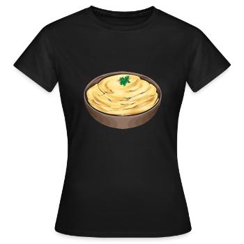 Purée de pommes de terre Purée de pommes de terre - T-shirt Femme - noir - Devant - AI Model Female 172 dark (172cm)