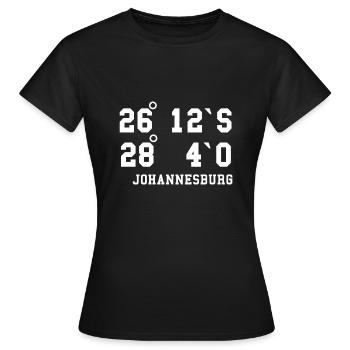 Johannesburg Koordinaten Südafrika Urlaub Idee - Frauen T-Shirt - Schwarz - Vorne - AI Model Female 172 dark (172cm)