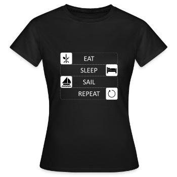 Eat, sleep, sail, repeat - Segeln - Segler - Boot - Frauen T-Shirt - Schwarz - Vorne - AI Model Female 172 dark (172cm)