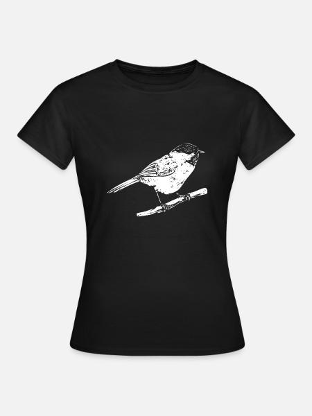 Bird Chickadee Vogels kijken - Vrouwen T-shirt - zwart