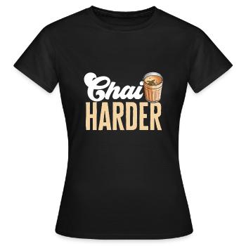 Thé Chai Masala Chai - T-shirt Femme - noir - Devant - AI Model Female 172 dark (172cm)