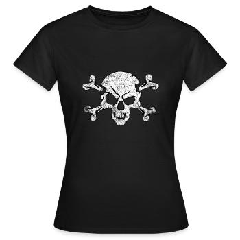Grunge Pirate Skull And Crossbones - Women's T-Shirt - black - Front - AI Model Female 172 dark (172cm)