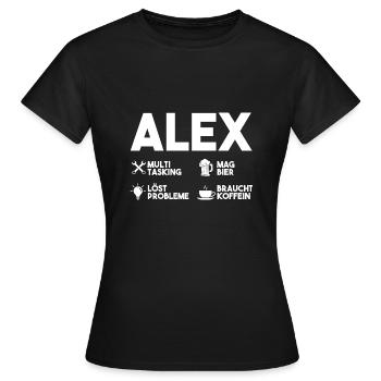Alex - Frauen T-Shirt - Schwarz - Vorne - AI Model Female 172 dark (172cm)