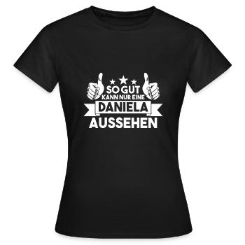 Daniela - Frauen T-Shirt - Schwarz - Vorne - AI Model Female 172 dark (172cm)