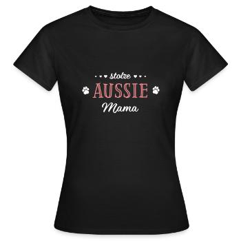 proud Aussie Mama dog paws hearts - Women's T-Shirt - black - Front - AI Model Female 172 dark (172cm)