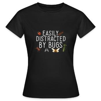 Entomologiste Bug Science facilement distrait par les bugs - T-shirt Femme - noir - Devant - AI Model Female 172 dark (172cm)