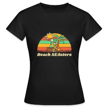 Beach SEAsters Ocean Sister Beach Lover - T-shirt Femme - noir - Devant - AI Model Female 172 dark (172cm)