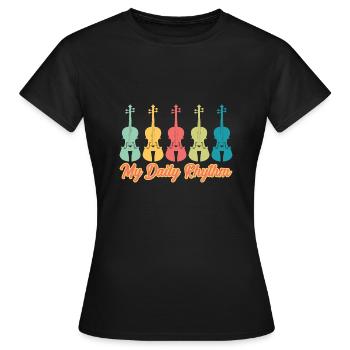 Daily Rhythm Orchestra / Violine Musik, Violinist - Frauen T-Shirt - Schwarz - Vorne - AI Model Female 172 dark (172cm)