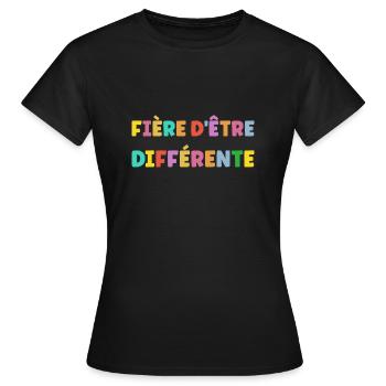 Fière d'etre autiste - T-shirt Femme - noir - Devant - AI Model Female 172 dark (172cm)