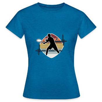 Batteur de tennis vintage joueur de tennis - T-shirt Femme - bleu saphir antique chiné - Devant - AI Model Female 172 dark (172cm)