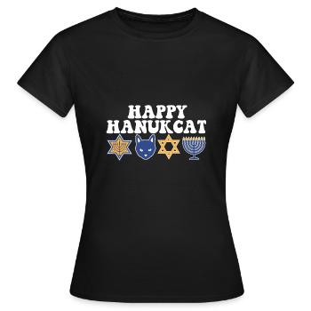 Juif Hanoukka Hanukcat Étoile De David Menorah - T-shirt Femme - noir - Devant - AI Model Female 172 dark (172cm)