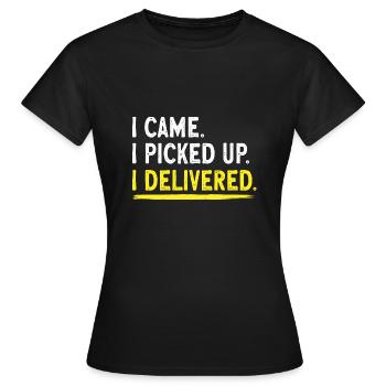 Lieferant Paket Lieferung - Frauen T-Shirt - Schwarz - Vorne - AI Model Female 172 dark (172cm)
