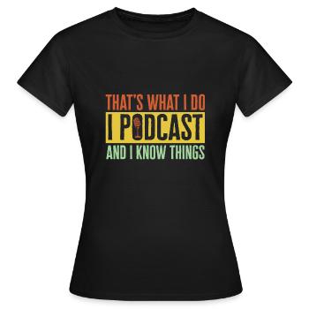 Podcasteur Podcast - T-shirt Femme - noir - Devant - AI Model Female 172 dark (172cm)