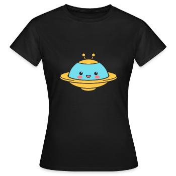 fliegende Untertasse - Frauen T-Shirt - Schwarz - Vorne - AI Model Female 172 dark (172cm)