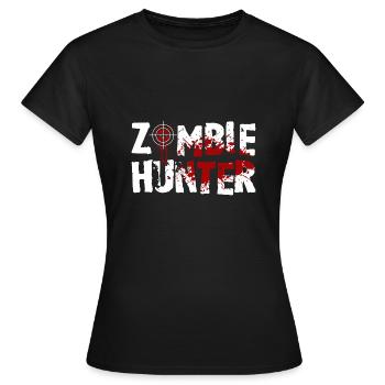 Zombie Hunter Horror Halloween Undead - Frauen T-Shirt - Schwarz - Vorne - AI Model Female 172 dark (172cm)