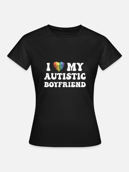 J’aime mon petit ami autiste Valentines I Heart - T-shirt Femme - noir