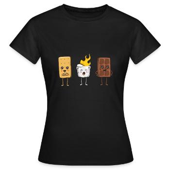 S'more Campfire Marshmallow Camping - T-shirt Femme - noir - Devant - AI Model Female 172 dark (172cm)