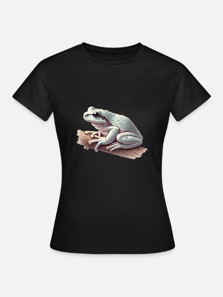 Realistischer Laubfrosch mit Wassertropfen - Frauen T-Shirt - Schwarz