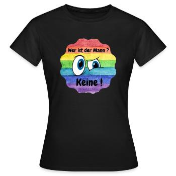 Wer ist der Mann in der Beziehung, Lesbian, CSD - Frauen T-Shirt - Schwarz - Vorne - AI Model Female 172 dark (172cm)