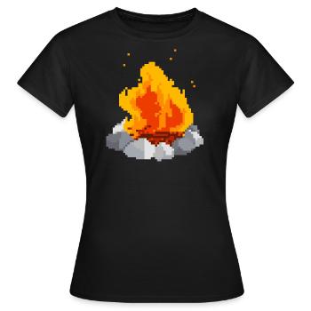 Pixel Feuer pixel fire - Frauen T-Shirt - Schwarz - Vorne - AI Model Female 172 dark (172cm)