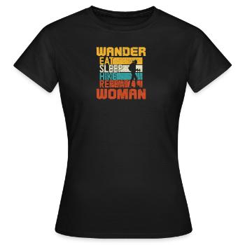 Wander Women - Eat Sleep Hike Répéter - T-shirt Femme - noir - Devant - AI Model Female 172 dark (172cm)