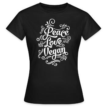 Peace - Love - Vegan - Women's T-Shirt - black - Front - AI Model Female 172 dark (172cm)