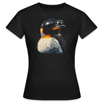 Penguin Cool Sunglasses Animals Animal - Women's T-Shirt - black - Front - AI Model Female 172 dark (172cm)