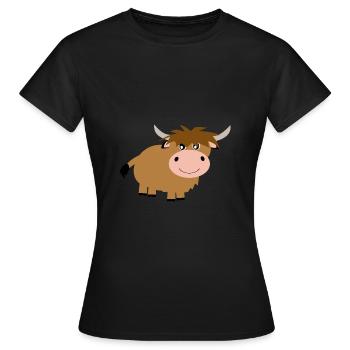 Vache bovine des Highlands - T-shirt Femme - noir - Devant - AI Model Female 172 dark (172cm)