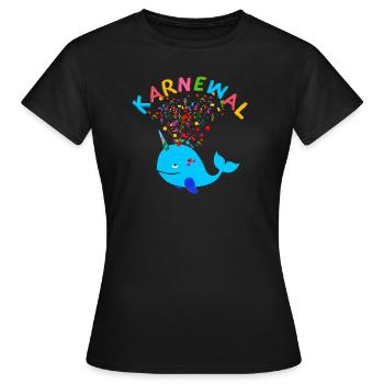 karnewal,wal,konfetti,karneval,walfisch,ich bin ei - Frauen T-Shirt - Schwarz - Vorne - AI Model Female 172 dark (172cm)