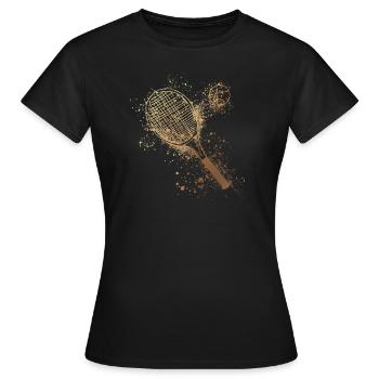 Tennis,Serve, Aquarelle, Joueur de tennis,Or - T-shirt Femme - noir - Devant - AI Model Female 172 dark (172cm)