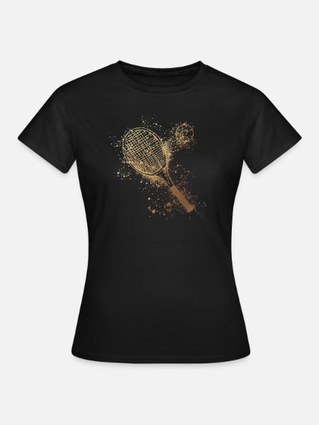 tennis,aufschlag, aquarell, tennisspieler,gold - Frauen T-Shirt - Schwarz