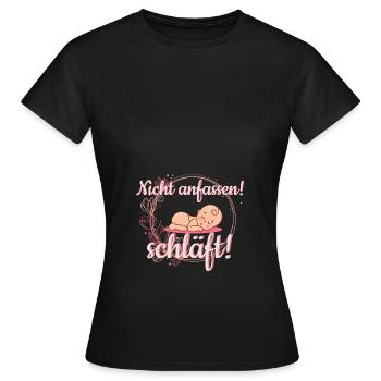Schwangerschaft Bauch Nicht anfassen Baby schläft! - Frauen T-Shirt - Schwarz - Vorne - AI Model Female 172 dark (172cm)