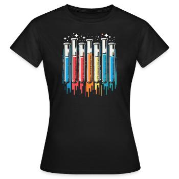 Bunte Reagenzgläser - Frauen T-Shirt - Schwarz - Vorne - AI Model Female 172 dark (172cm)